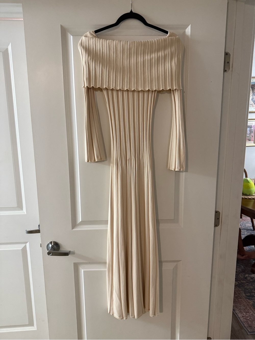 Meshki Cream Off-Shoulder Midi Dress